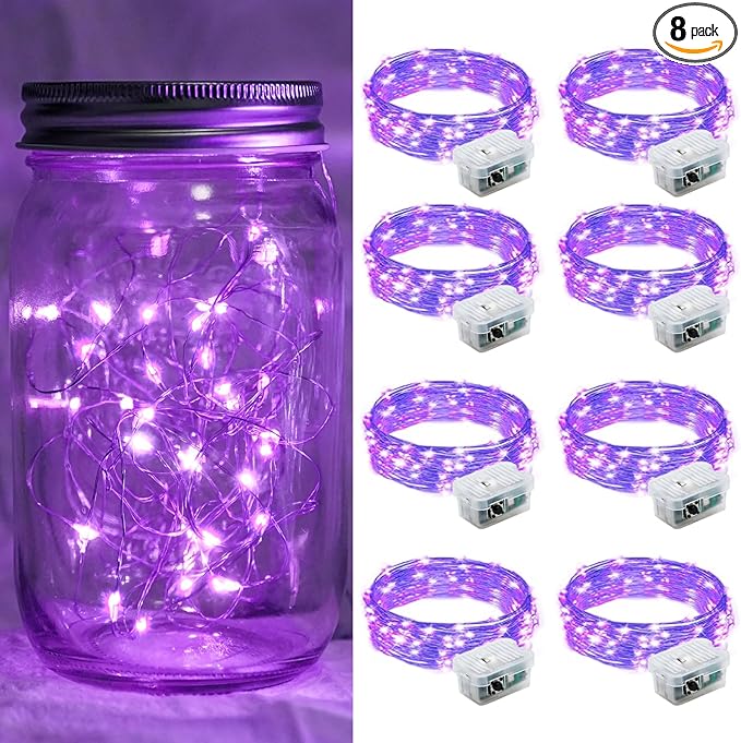 8 Pack Purple Fairy Lights 7Ft 20 LED Twinkle String Lights 3 Modes Battery by chzk