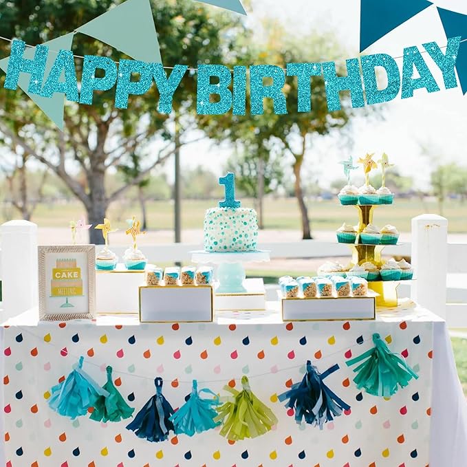 BEISHIDA 116 PCS A-Z Glitter Lake Blue DIY Letter Banner Kit Make Your Own - Image 6
