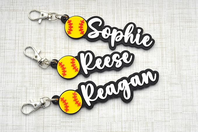 Personalized Softball bag tag for water bottles, and softball bags. Custom - Image 3