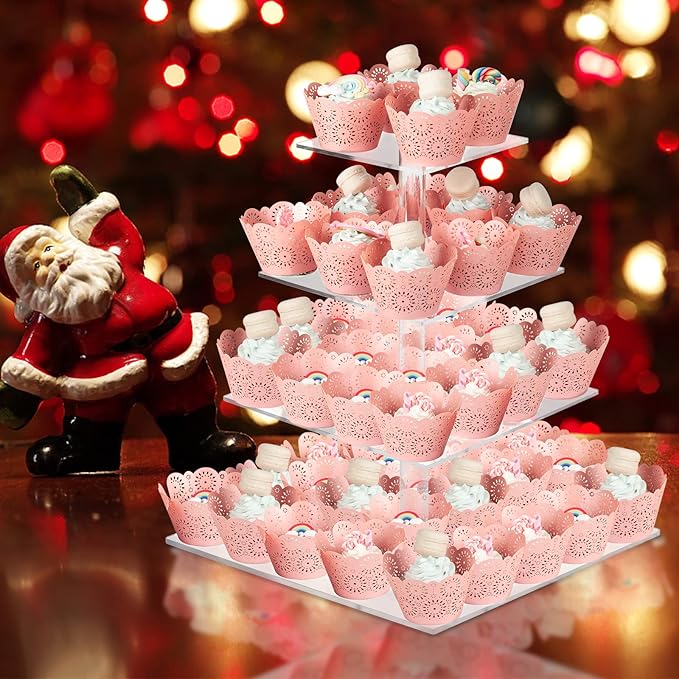Cupcake Stand, 4 Tier Square Acrylic Cupcake Display Stand Holder, Theme Party - Image 3