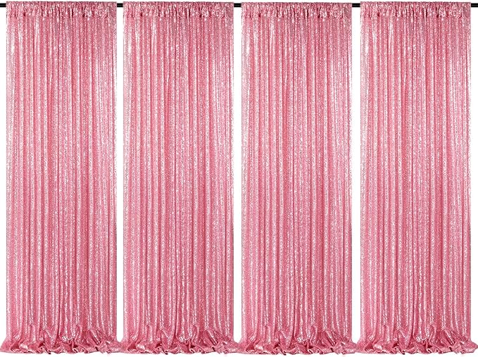 Backdrop Curtain Drapes 4 Pieces 2FTx8FT Blush Pink Wedding Backdrop by QueenDream