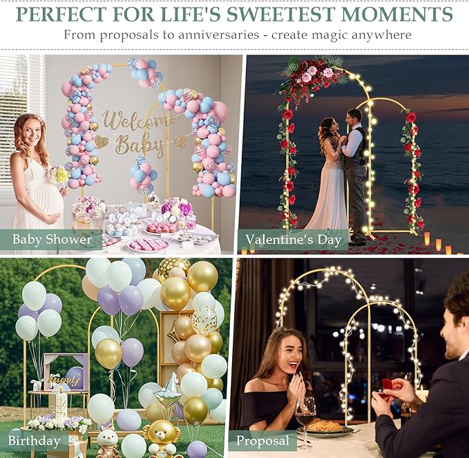 Wedding Arch Backdrop Stand 7.2FT, 6FT Set of 2 - Image 2
