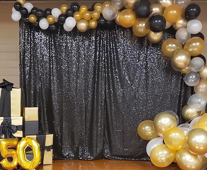ShinyBeauty Black Sequin-Backdrop-20FTx10FT Sequins Fabric Backdrops - Image 2