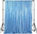 ShiDianYi Sequin Backdrop Baby Blue Sequin Photo Backdrop 4FT X 6FT Wedding by ShiDianYi