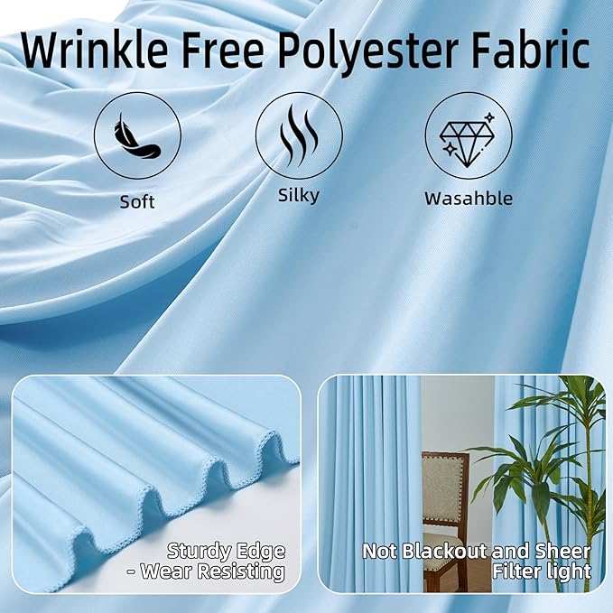 20 x 10ft Wrinkle Free Dusty Blue Backdrop Curtains - Image 3