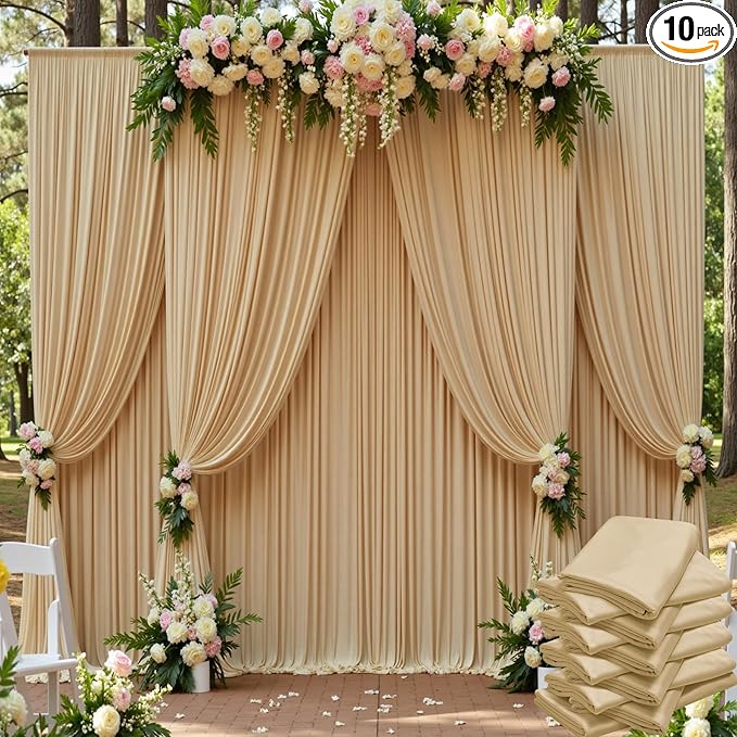50ft x 15ft Beige Wrinkle Free Backdrop Curtains by ENJOYYOURPARTY