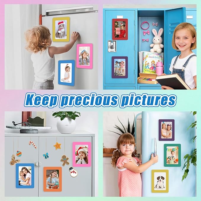 24 Pcs Magnetic Picture Frames for Refrigerator, 8 Colors Magnet Photo Frame - Image 4