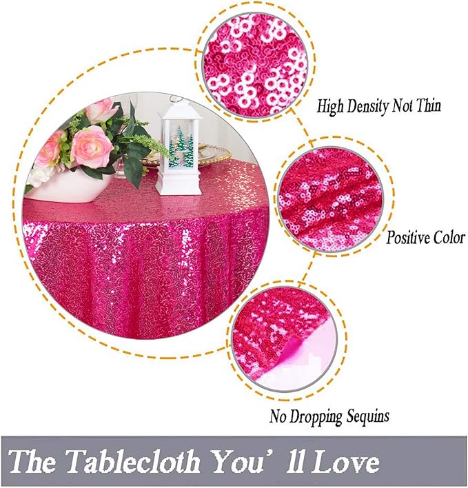ShinyBeauty Hot Pink Tablecloths Square 36X36 Inch 2 Pieces Small Tablecloth - Image 3