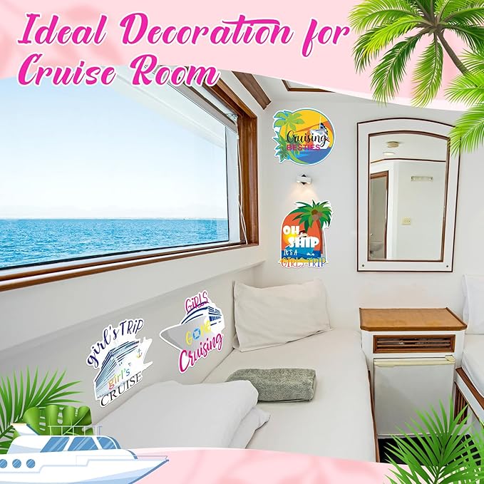 Hoteam 4 Pcs Girls Trip Cruise Door Decorations Magnetic Large Girls Cruise - Image 3