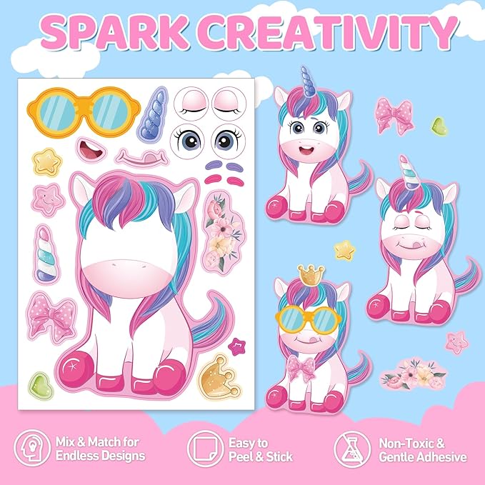 Aowplc 30 Sheets Make a Unicorn Stickers - Image 3