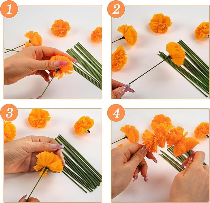 50 Pcs Artificial Marigold Flowers, Indian Wedding, DIY Wreath Garland - Image 5