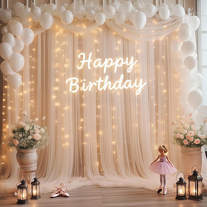 10×10ft Champagne Tulle Backdrop Curtain - Image 2