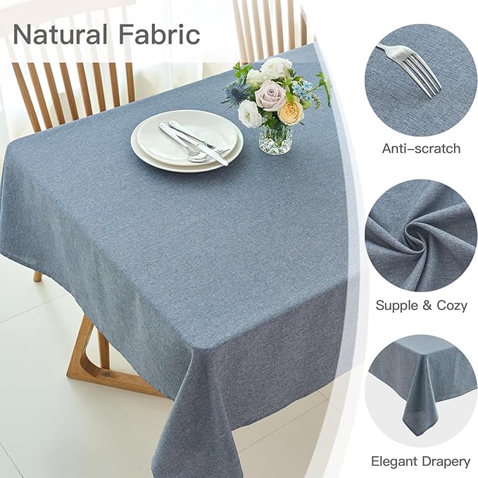 maxmill Linen Textured Rectangle Tablecloth Water Resistant Wrinkle Free - Image 4