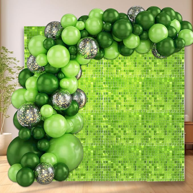 12PCS Green Shimmer Wall Backdrop, Square Sequin Photo Backdrops Panel - Image 6