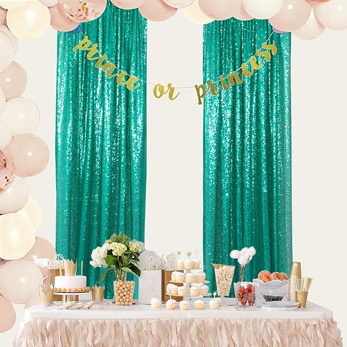 ShinyBeauty 2PCS 4x7FT Green Sequin Backdrops | Sparkle & Shimmer Photo - Image 5