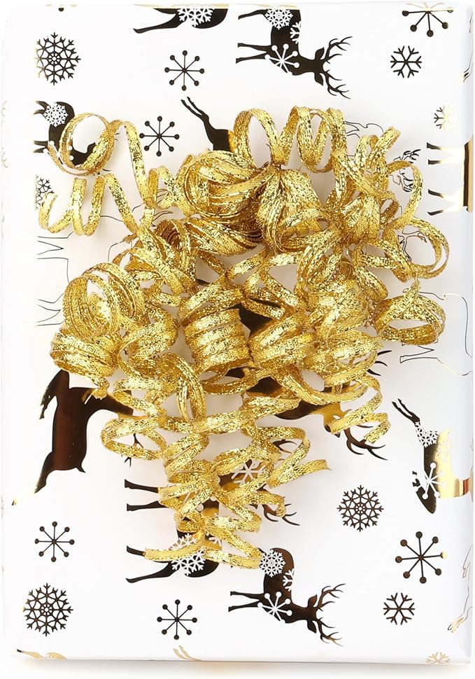 6" Metallic Gold Christmas Curly Ribbon Bows - Image 4