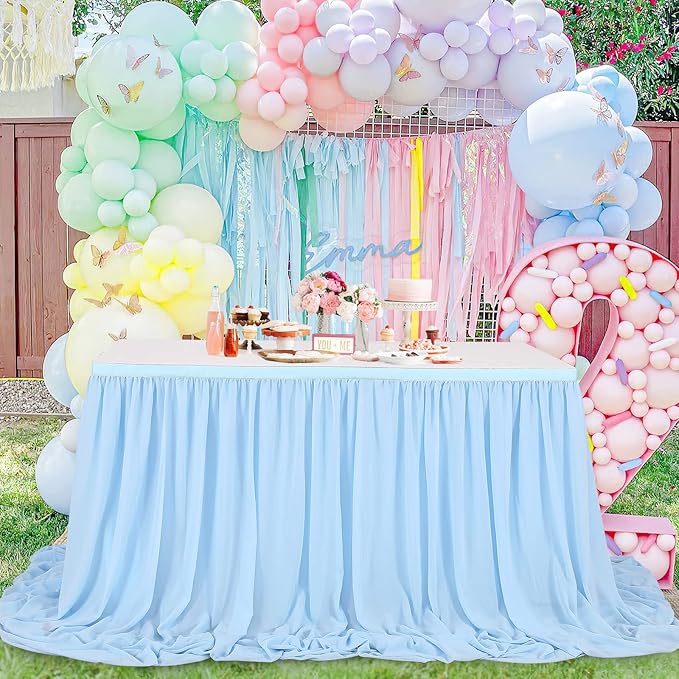 9ft Baby Blue Table Skirt Baby Shower Tablecloth by QueenDream