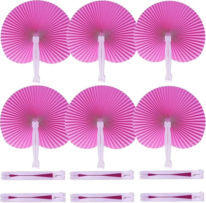 12 Packs Decorative Paper Folding Hand Fans Handheld by Bestage