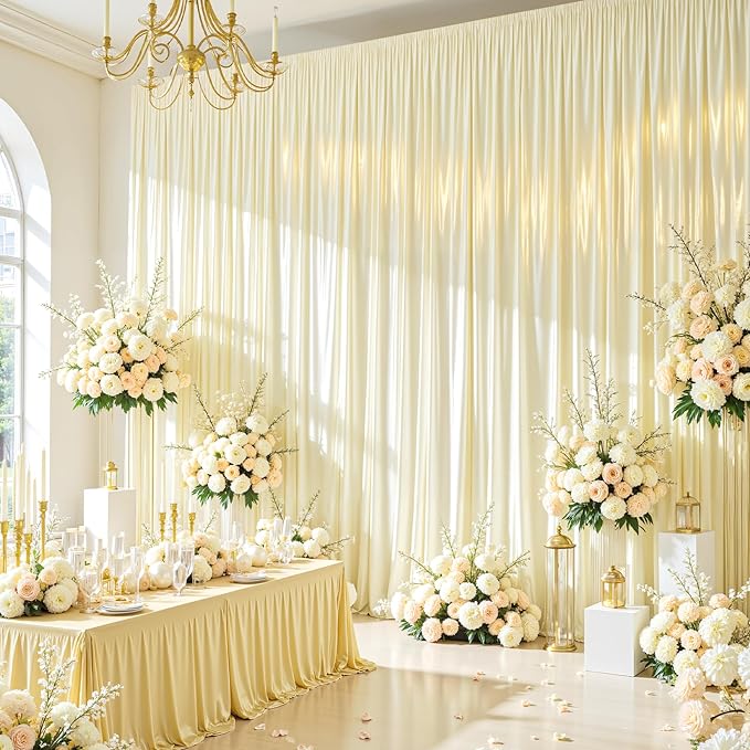 Champagne Satin Backdrop Curtains 2 Panels - Image 4