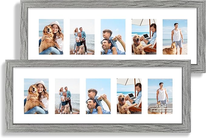 8x24 Picture Frame 2 Pack, Rustic Grey Wood Frame by Hongkee