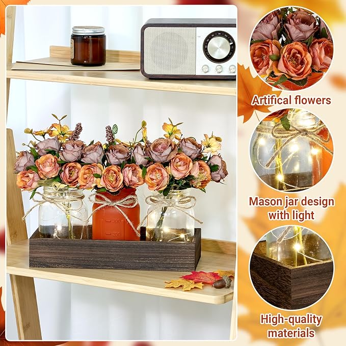 VAIPI Fall Decor Mason Jar Centerpiece Table Decorations - Image 3