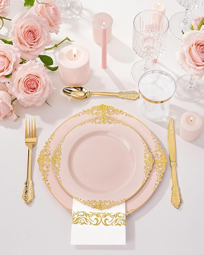 Nervure 350PCS Pink Plastic Plates - Image 4