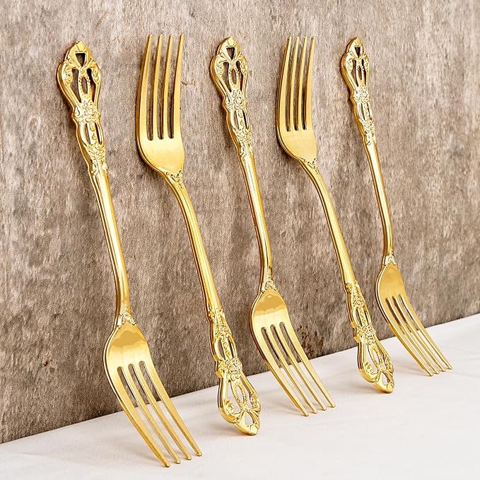 150PCS Gold Plastic Forks - Image 4