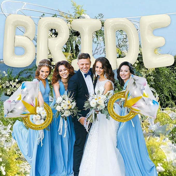 40 Inch Beige BRIDE Balloons Luxury Wedding Decor - Image 6