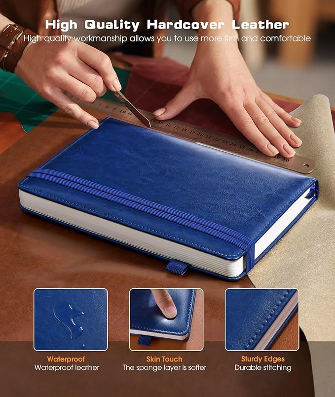 Lined Journal Notebook for Women Men, 256 Numbered Pages Hardcover Leather - Image 2