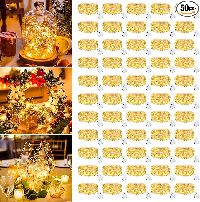 50 Pack Fairy Lights Battery Operated - 7ft 20 Led Twinkle Lights 3 Modes by Unknown
