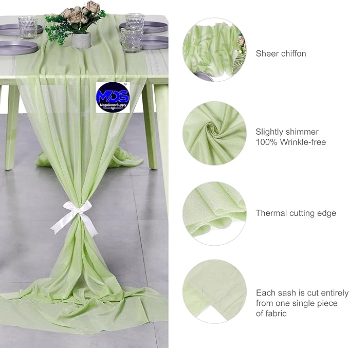 MDS 2 Pack 10ft Chiffon Table Runner 29 x 120 Inches Sheer Wedding Runner - Image 5