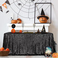 SquarePie Sequin Tablecloth 50 x 72 Inch Black Sparkly Table Cloth by SquarePie