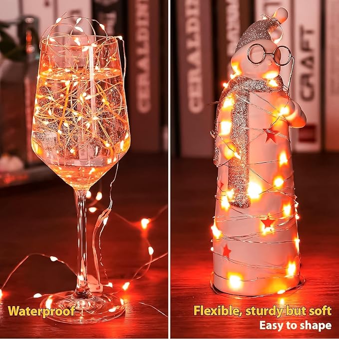 HXWEIYE 12 Pack 7ft 20LED Orange Fairy Lights Battery Operated - Image 5