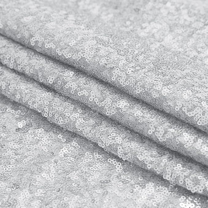 Sugargirl Silver Sequin Backdrop Curtain 2FTx8FT Glitter Background Drapes - Image 9