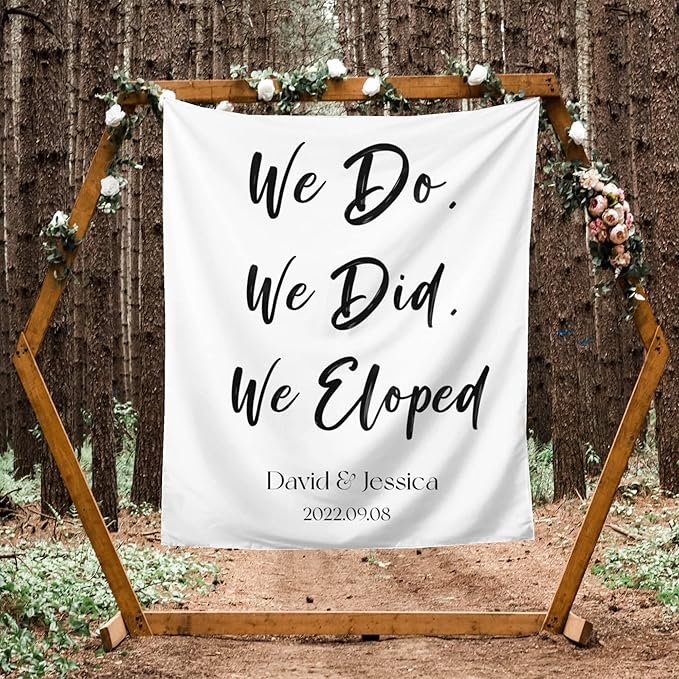 We Do, Eloped Backdrop, Custom Tapestry by DEVONDESIGN