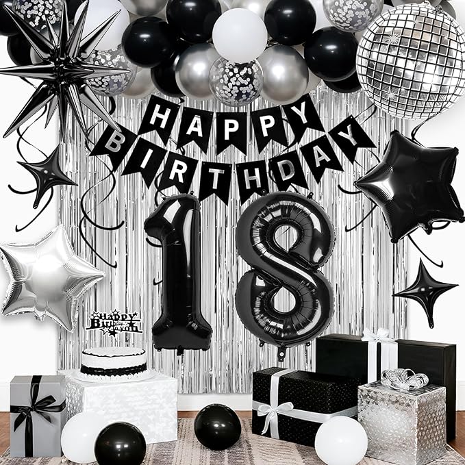 18th Birthday Decorations for Boys Girls, Fringe Curtains Kit by Birthdaypartyexpert