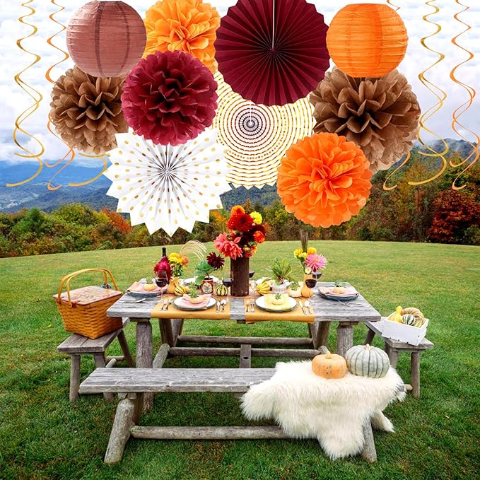 Boho Baby-Shower Burgundy Brown-Orange Party-Decorations - Image 7