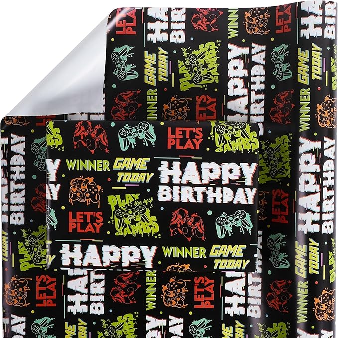 Aimyoo Gaming Birthday Wrapping Paper Roll - Image 2
