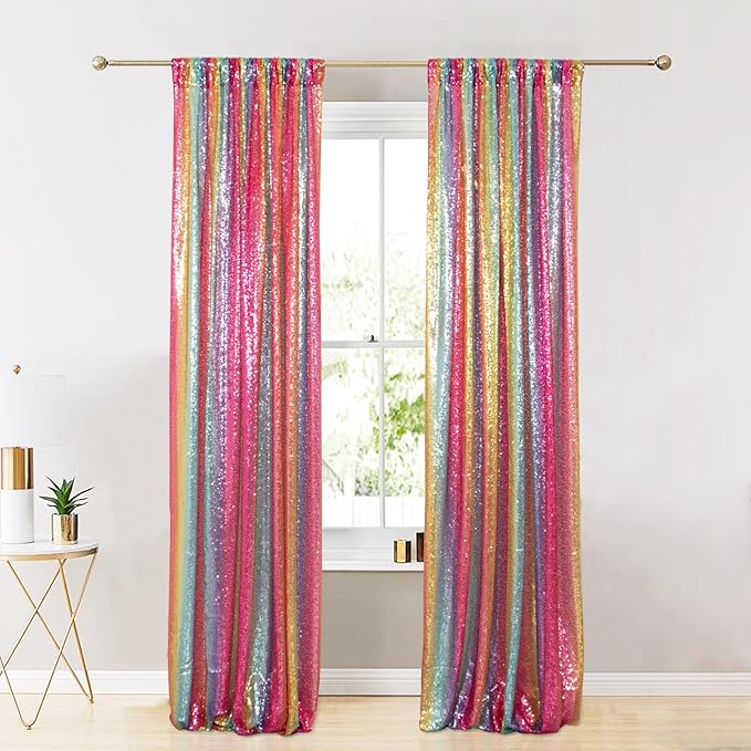 ShiDianYi Sequin Backdrop Rainbow 2 Panels 4FTx6FT Backdrops - Image 2