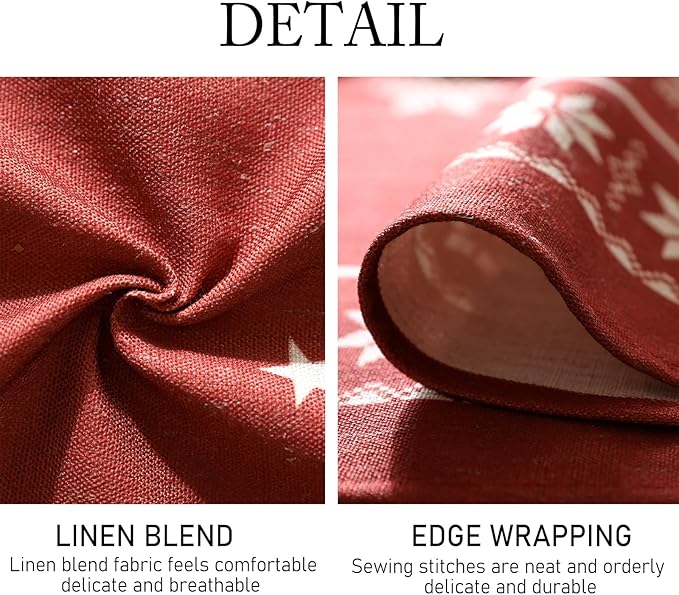 ISAENNE Designer Christmas Red Small Round Tablecloth, Linen Table Cloth - Image 3