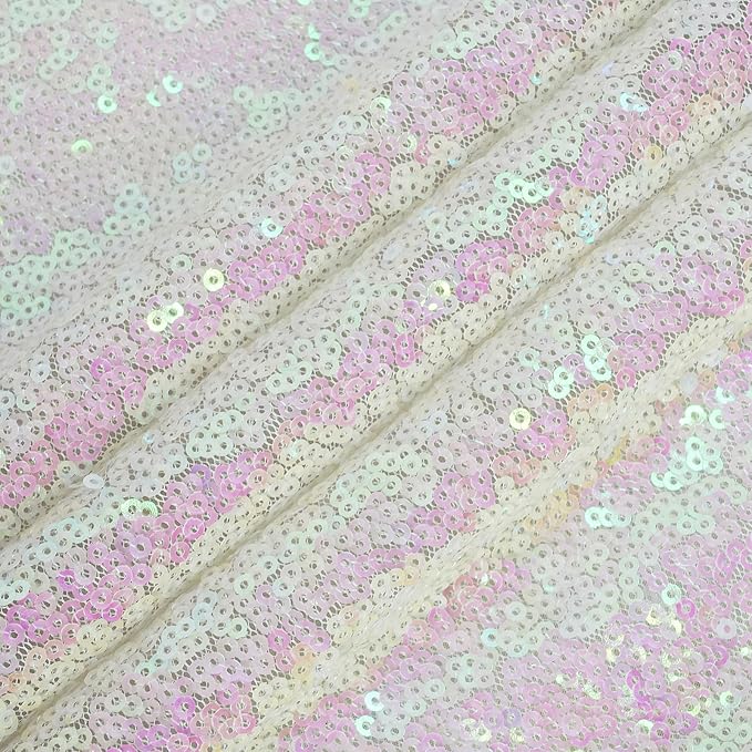 Eternal Beauty White Iridescent Sequin Backdrop, 4x7 Ft Glitter Background - Image 8