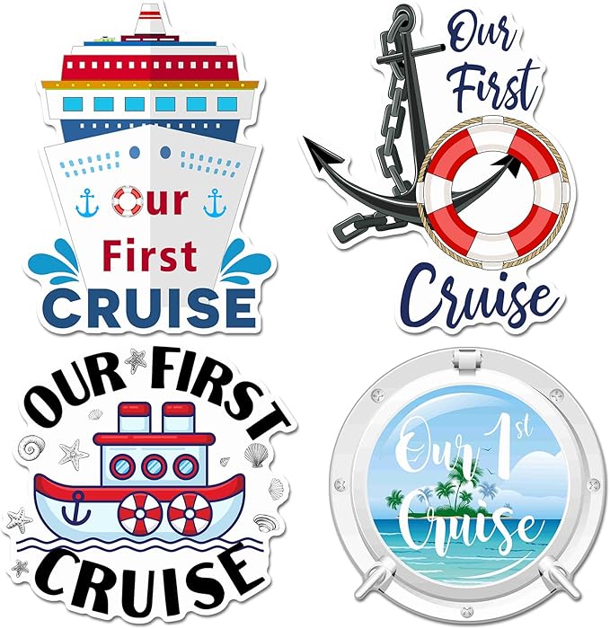 Hoteam 4 Pcs Our First Cruise Door Decorations Magnetic Large First Cruise Ship by Hoteam