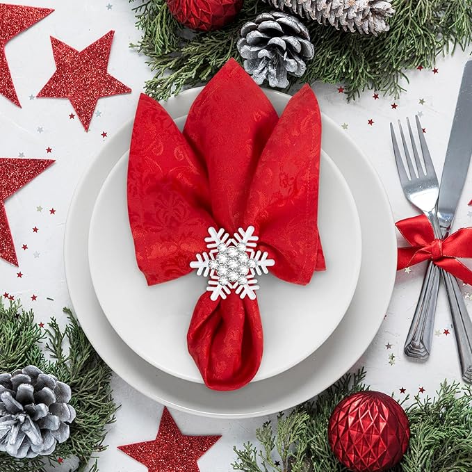 Halatool Christmas Napkin Rings Set of 8, Party Table Decoration - Image 2