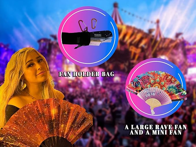 Rave Fan - Large Folding Fans - Galaxy Rave Accessories - Image 3