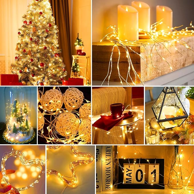 pozzolanas 8 Pack Warm White Battery Operated String Lights - 7ft Waterproof - Image 7