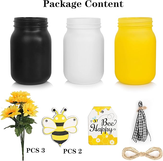 Mason Jar Centerpiece for Table, Rustic Table Decoration for Farmhouse Kitchen - Image 4