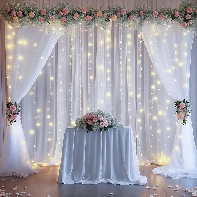 20x10ft White Tulle Backdrop Curtains - Image 4