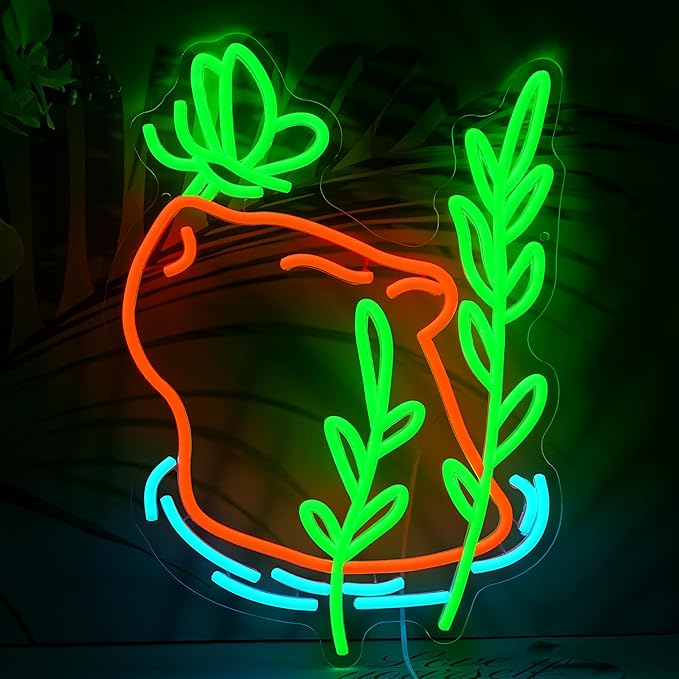 LISIGNVE Capybara Swim Neon Sign Butterfly Led Sign Dimmable Switch Cartoon by LISIGNVE