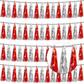 4P Red Silver Foil Fringe Tassel Banner Garland Metallic Tinsel Streamers Wall by Xuuf