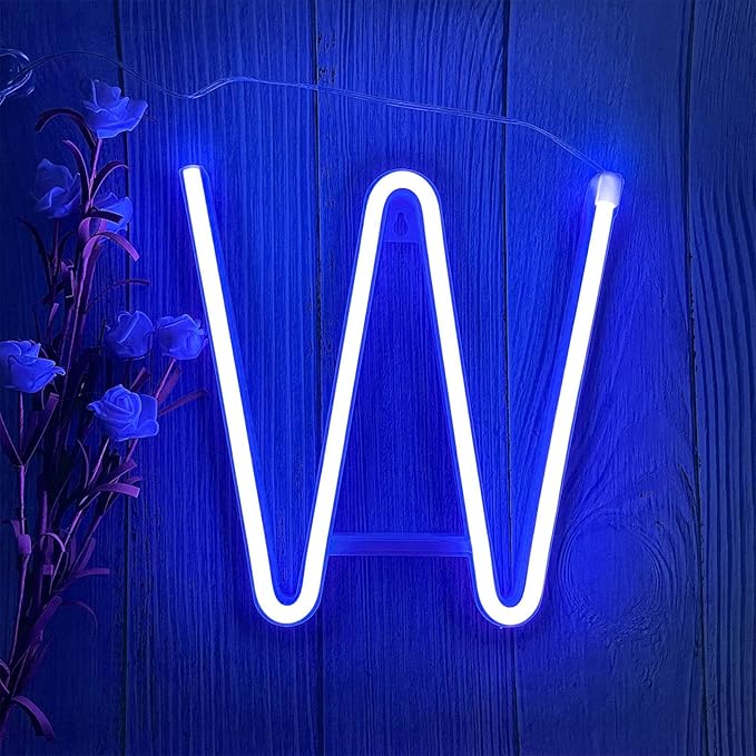 LED Blue Neon Letter Signs Night Light Battery or USB Operated LED Marquee by ProfessionalinNeonLights